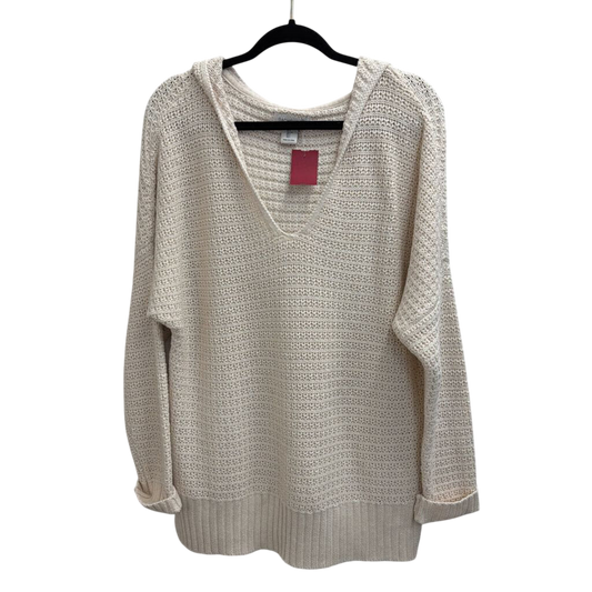 Cream Knit Hooded Sweater Large