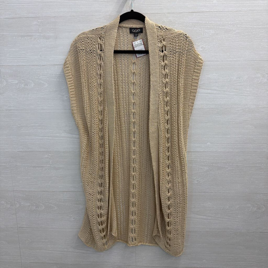 Beige Sleeveless Duster Sweater Large