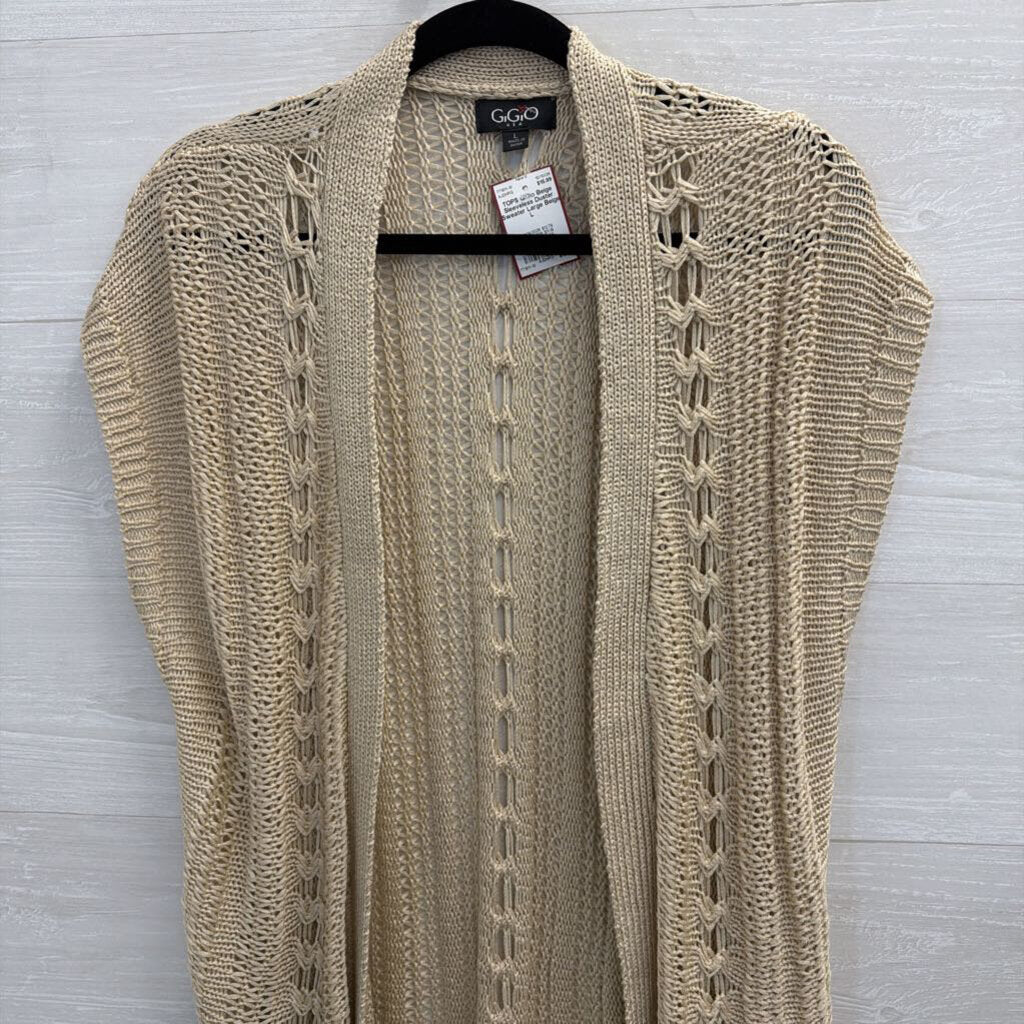 Beige Sleeveless Duster Sweater Large