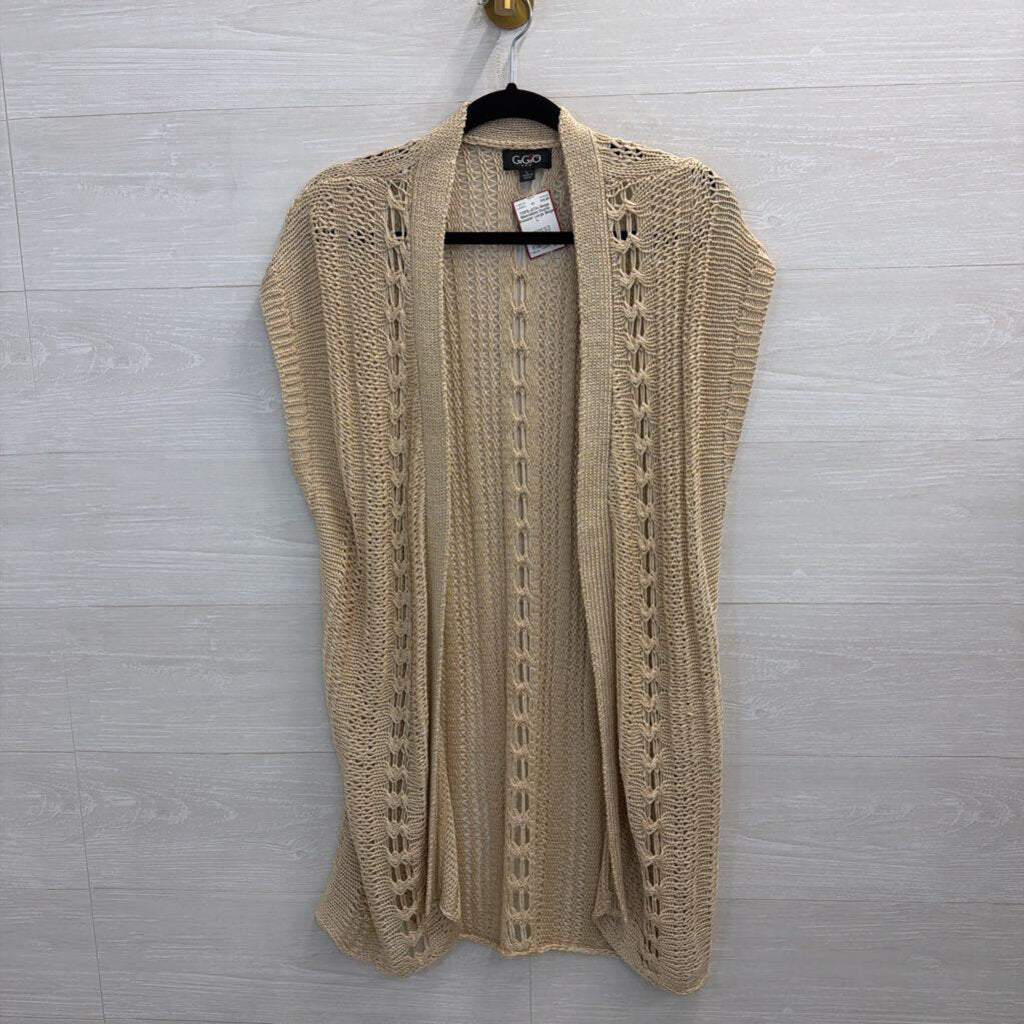 Beige Sleeveless Duster Sweater Large