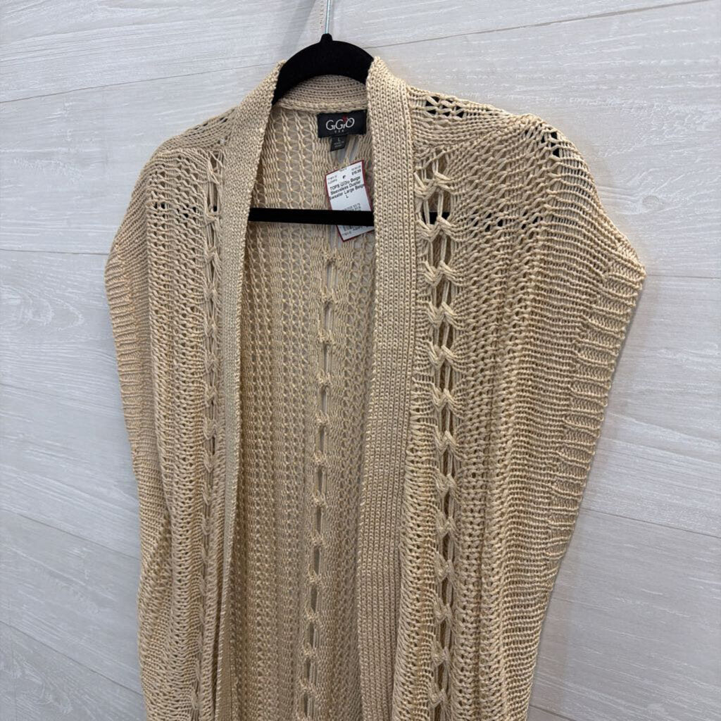 Beige Sleeveless Duster Sweater Large