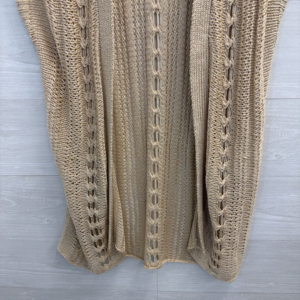 Beige Sleeveless Duster Sweater Large