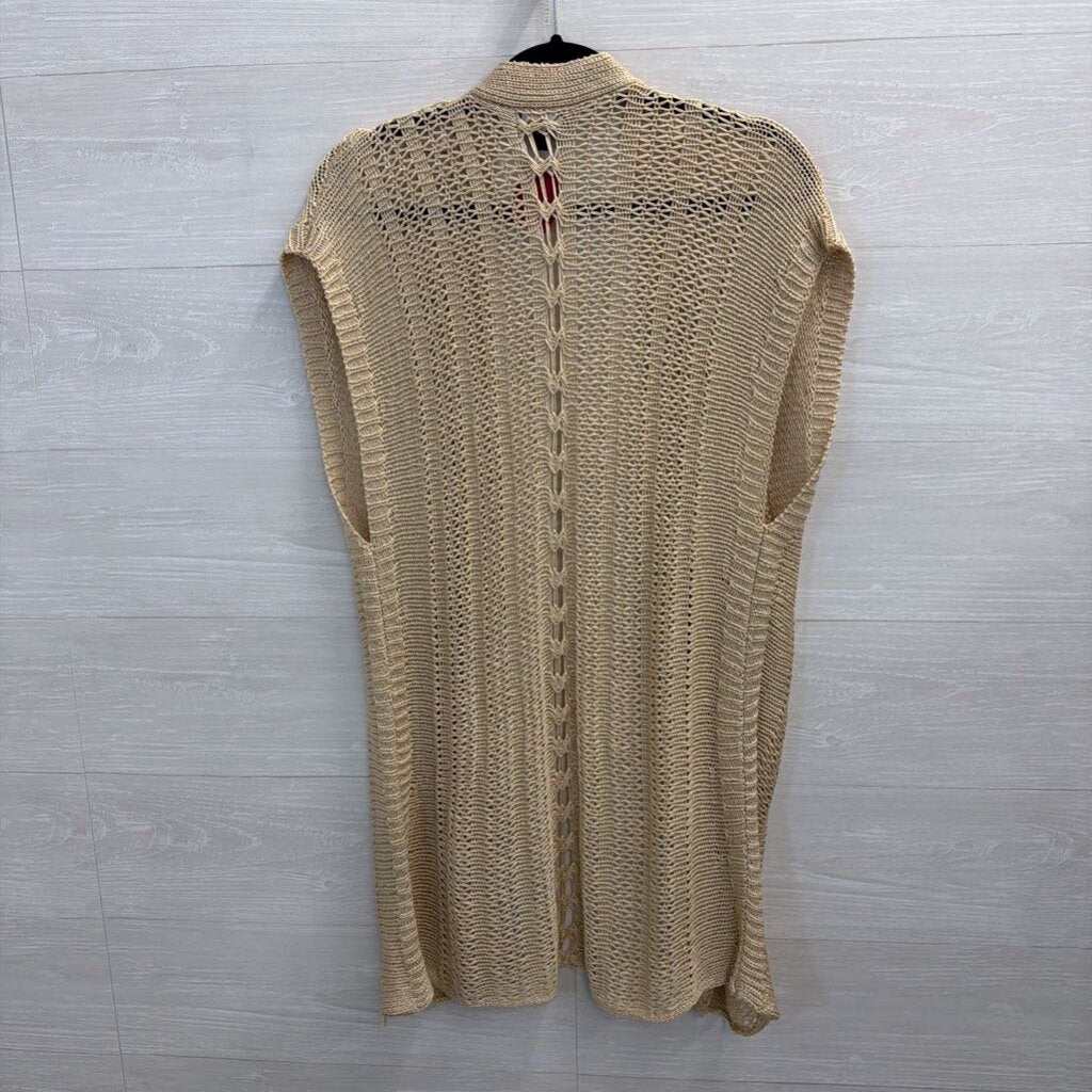 Beige Sleeveless Duster Sweater Large