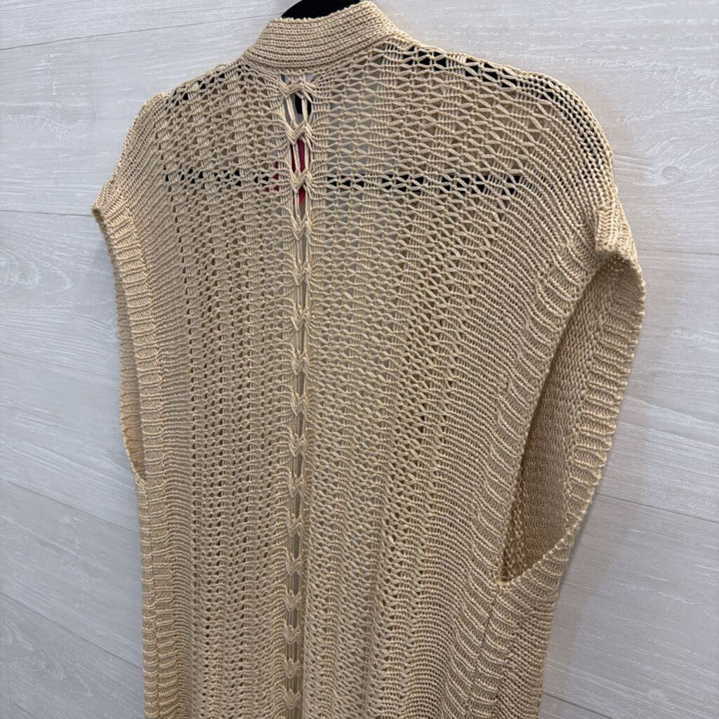 Beige Sleeveless Duster Sweater Large