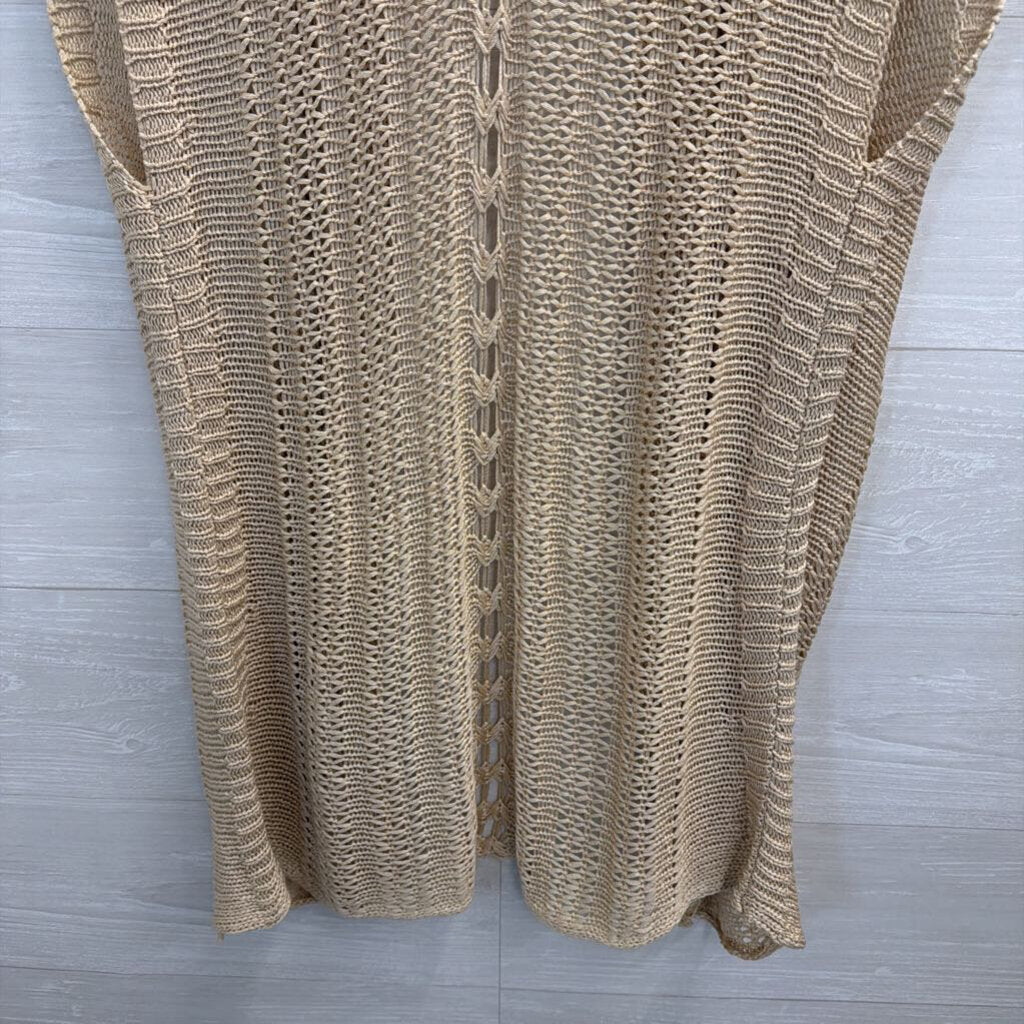 Beige Sleeveless Duster Sweater Large