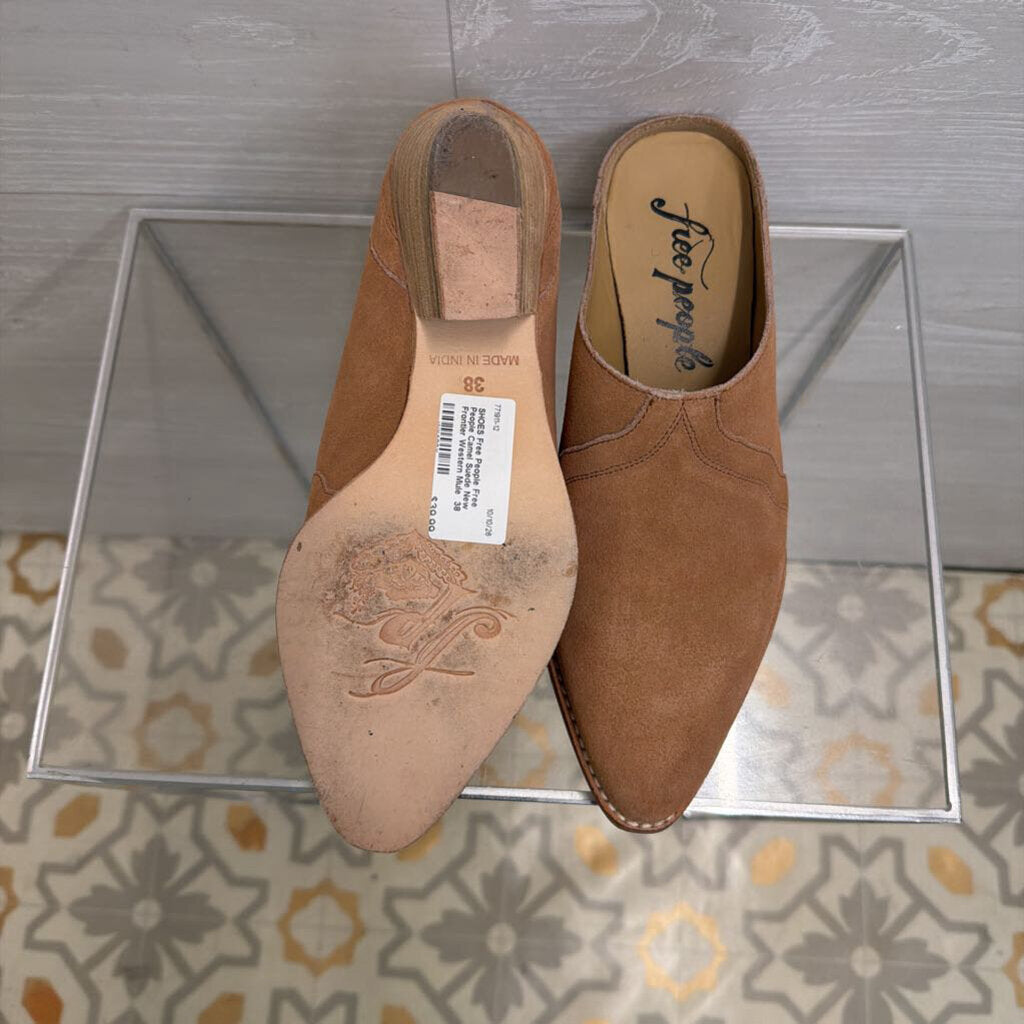 Free People Camel Suede New Frontier Western Mule 38