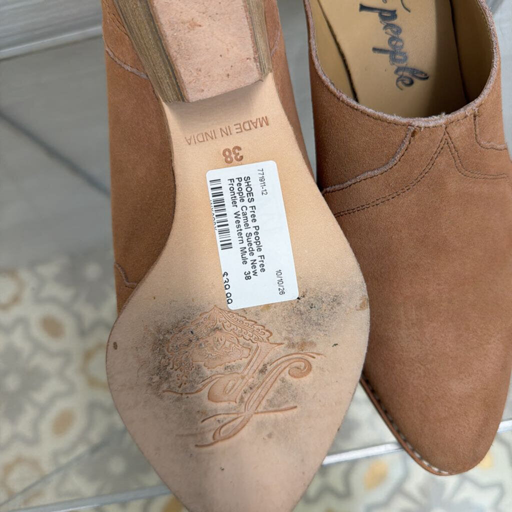 Free People Camel Suede New Frontier Western Mule 38