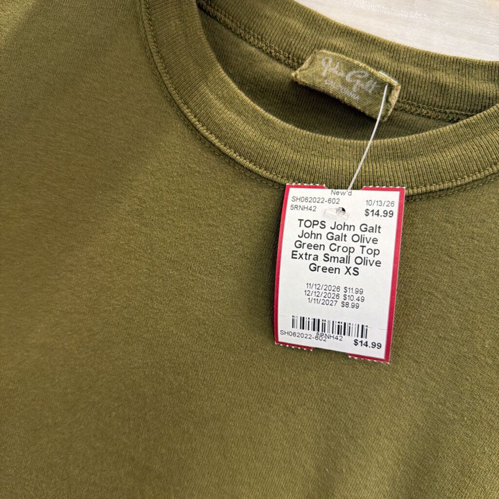 John Galt Olive Green Crop Top Extra Small