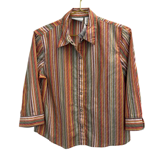 Vintage Striped Orange/Multi Button Down 8 Petite