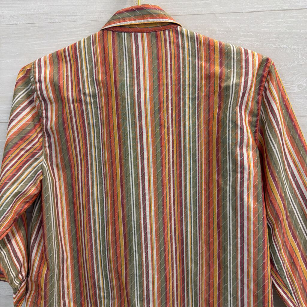 Vintage Striped Orange/Multi Button Down 8 Petite