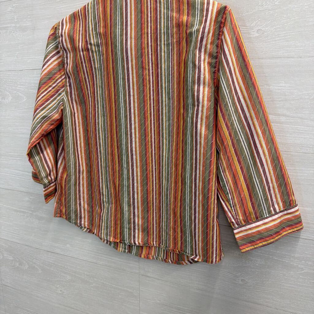 Vintage Striped Orange/Multi Button Down 8 Petite