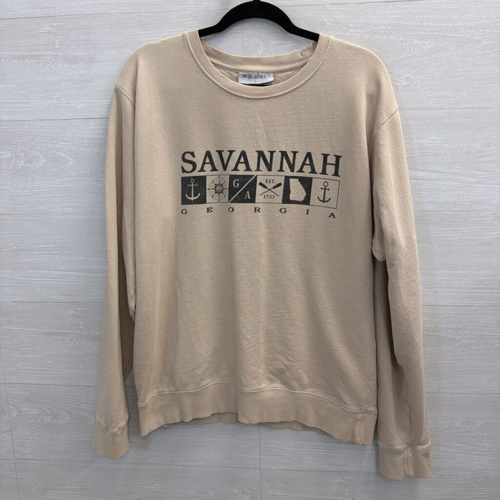 Vintage Savannah Crewneck Beige Sweatshirt Large