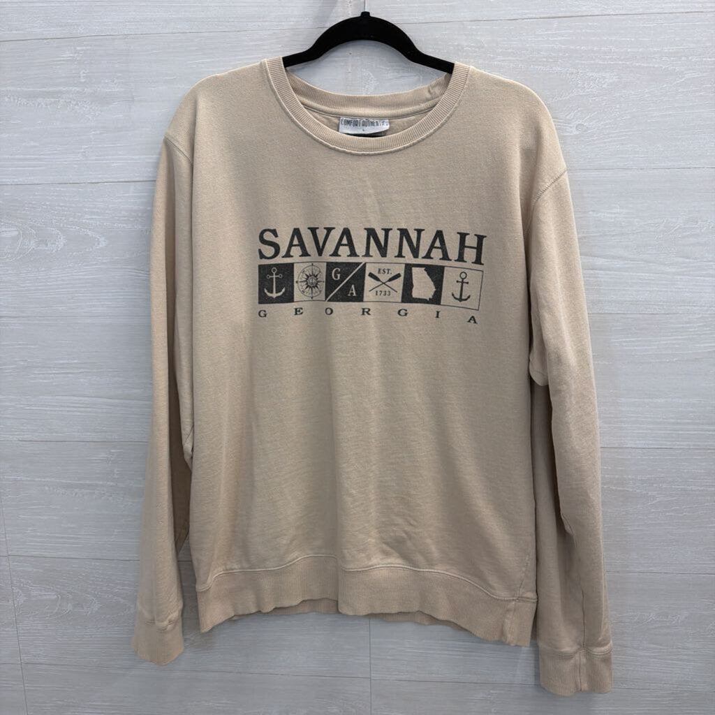 Vintage Savannah Crewneck Beige Sweatshirt Large