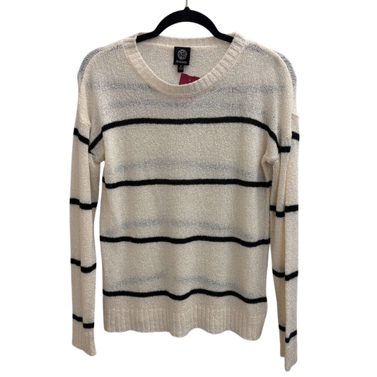 White/Black Striped Knit Sweater Medium