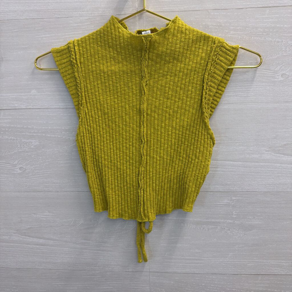 Lime Green Cropped Open Back Top Small