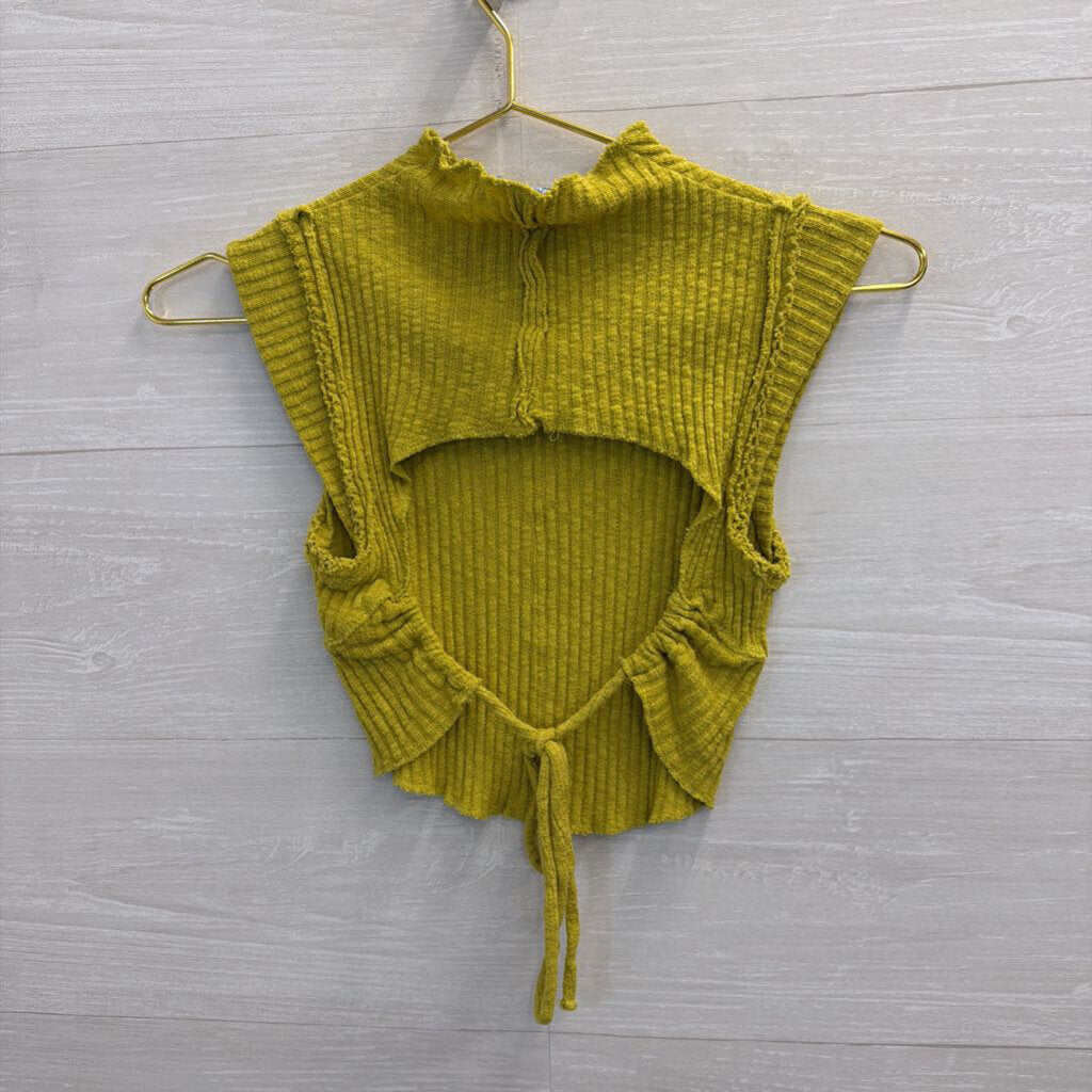Lime Green Cropped Open Back Top Small
