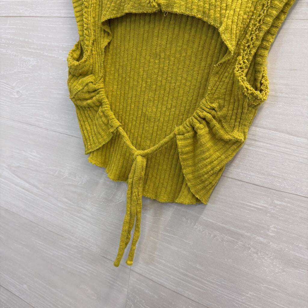 Lime Green Cropped Open Back Top Small
