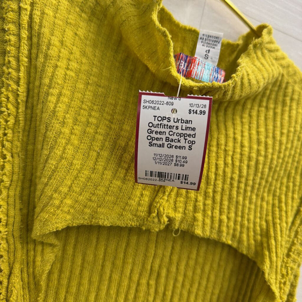 Lime Green Cropped Open Back Top Small