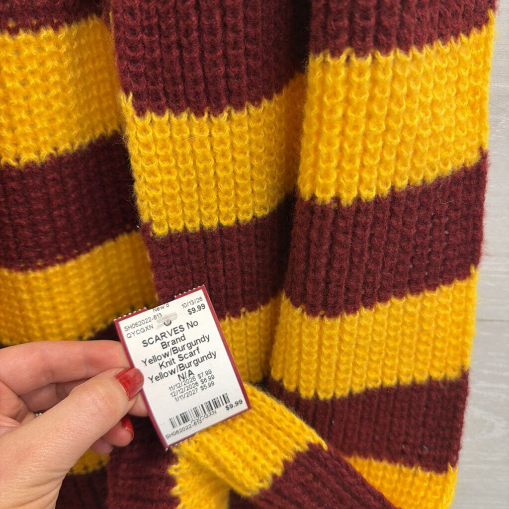 Yellow/Burgundy Knit Scarf
