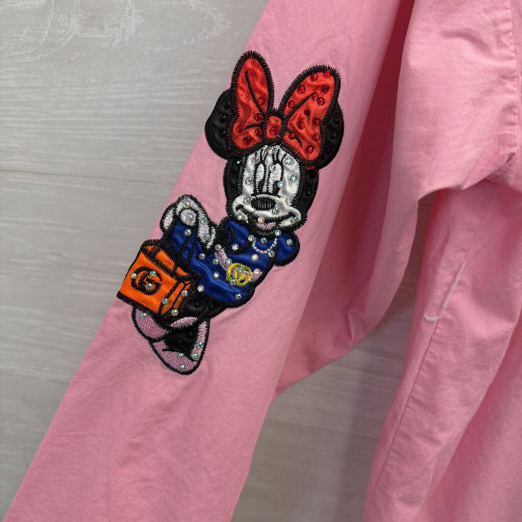 Pink Embellished Mickey & Minnie Button Up Medium