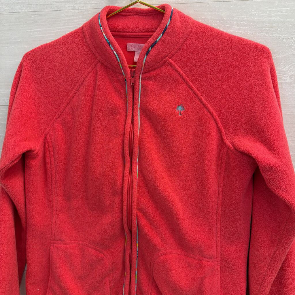 Lilly Pulitzer Coral Fleece Zip Up Jacket Extra Small