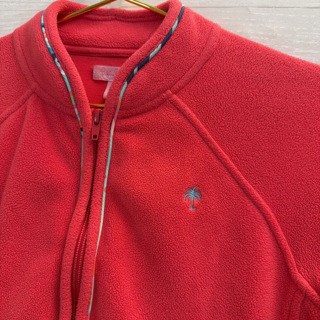 Lilly Pulitzer Coral Fleece Zip Up Jacket Extra Small