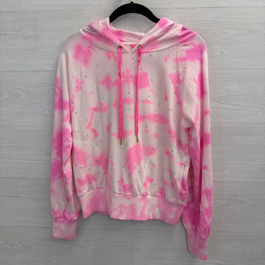 Lilly Pulitzer Pink/White Rhinestone Hoodie Extra Small