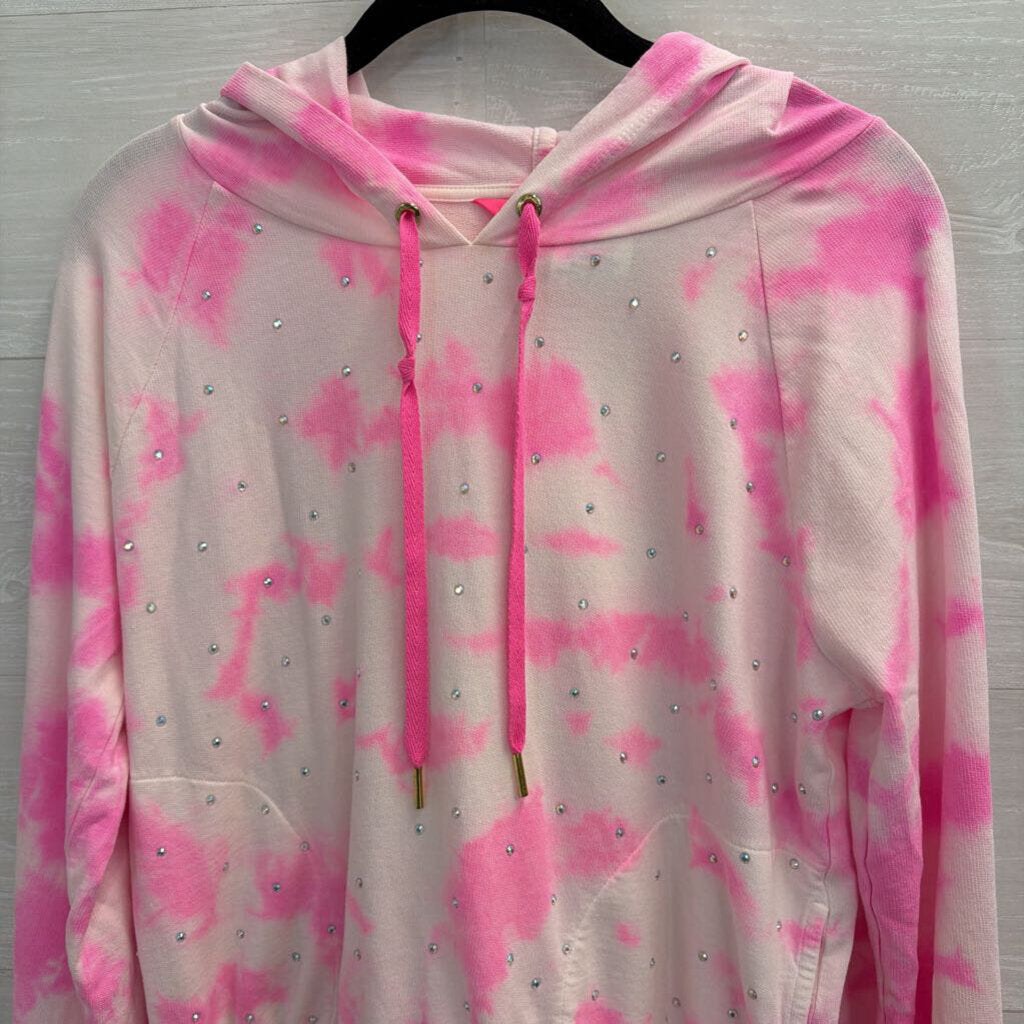 Lilly Pulitzer Pink/White Rhinestone Hoodie Extra Small