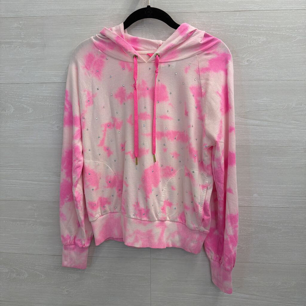Lilly Pulitzer Pink/White Rhinestone Hoodie Extra Small