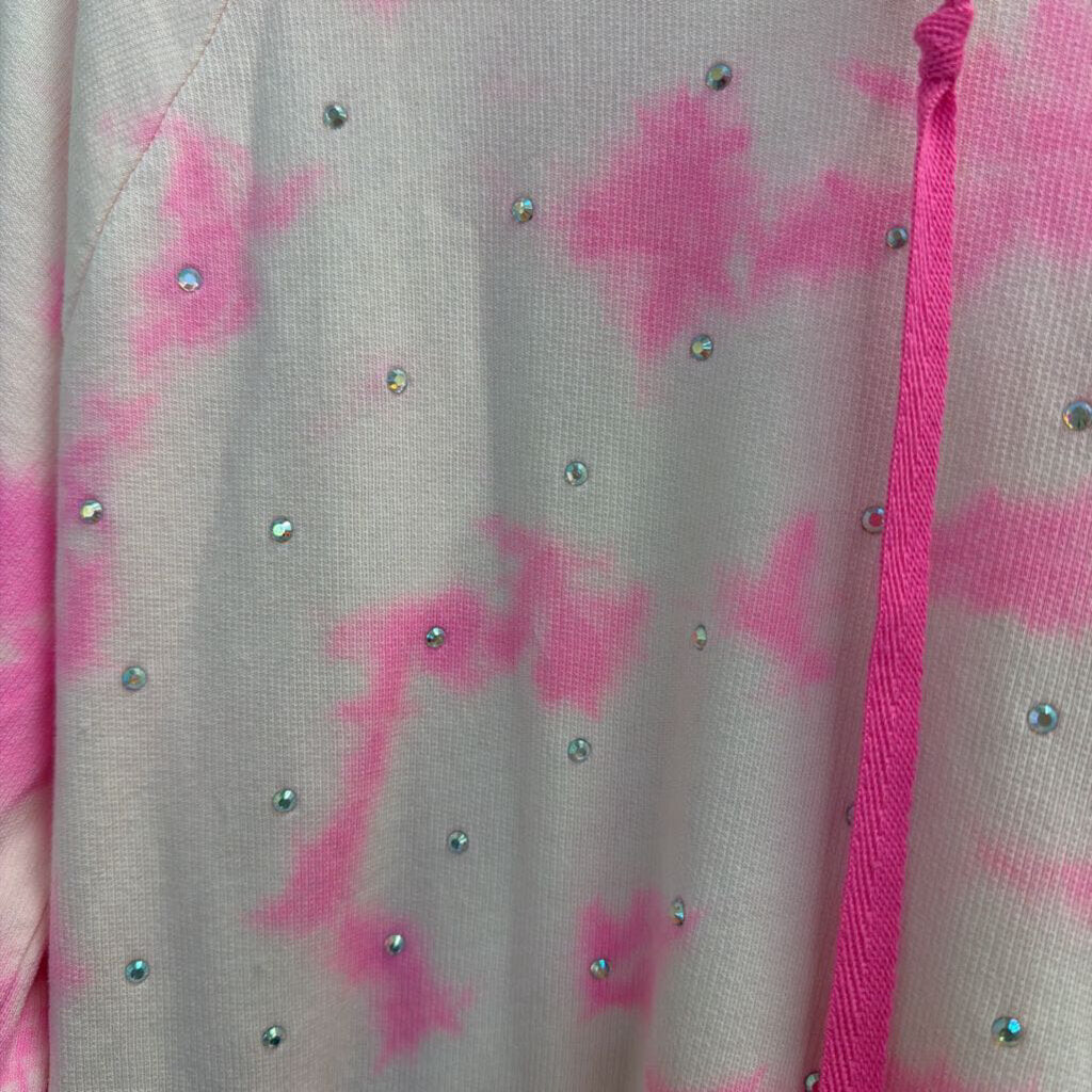 Lilly Pulitzer Pink/White Rhinestone Hoodie Extra Small