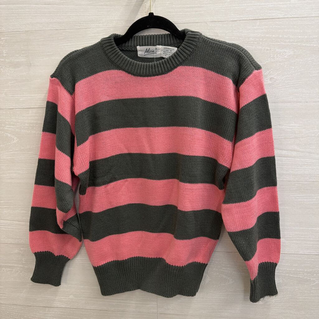 Vintage Grey/Pink Striped Sweater Small