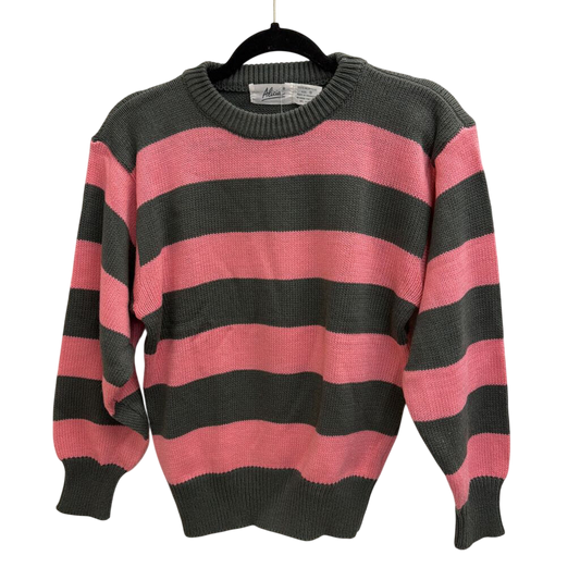 Vintage Grey/Pink Striped Sweater Small