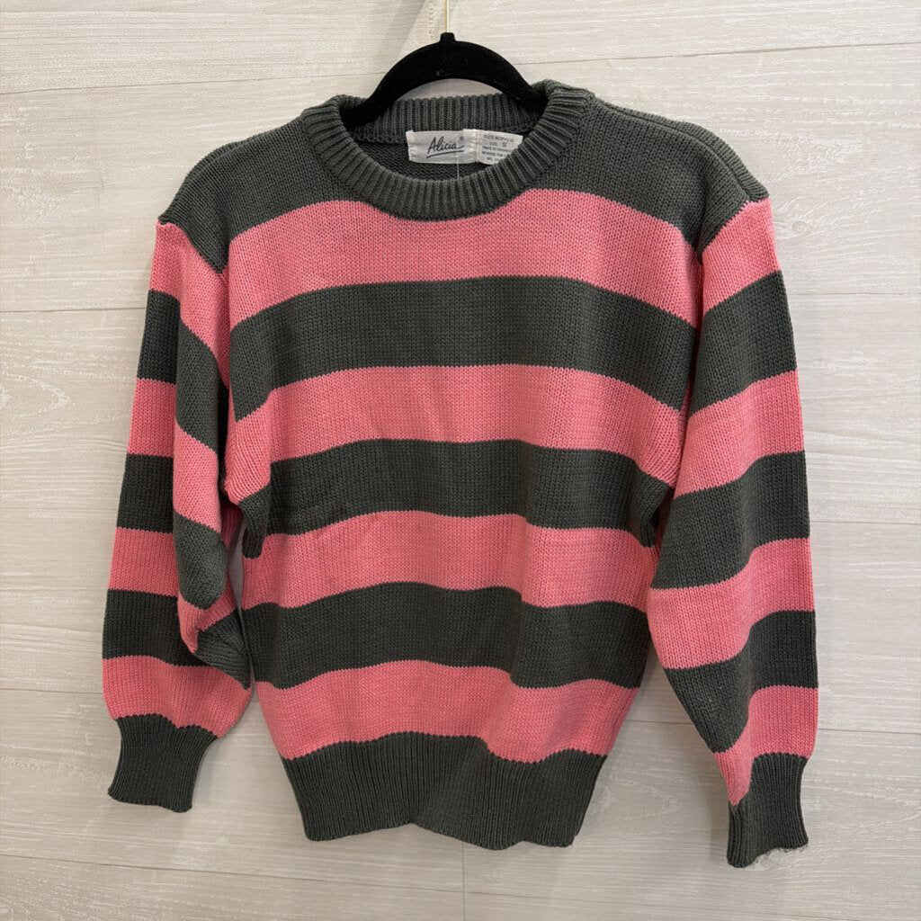 Vintage Grey/Pink Striped Sweater Small