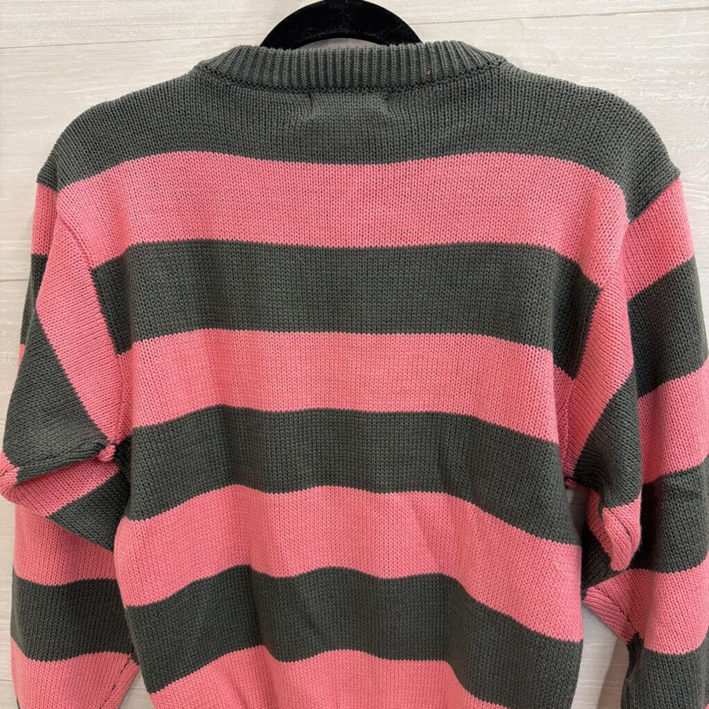 Vintage Grey/Pink Striped Sweater Small