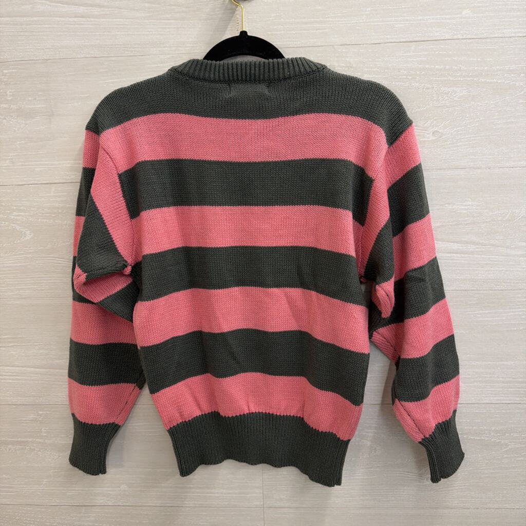 Vintage Grey/Pink Striped Sweater Small
