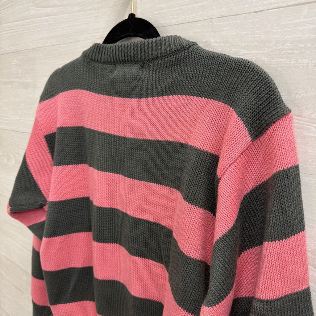 Vintage Grey/Pink Striped Sweater Small