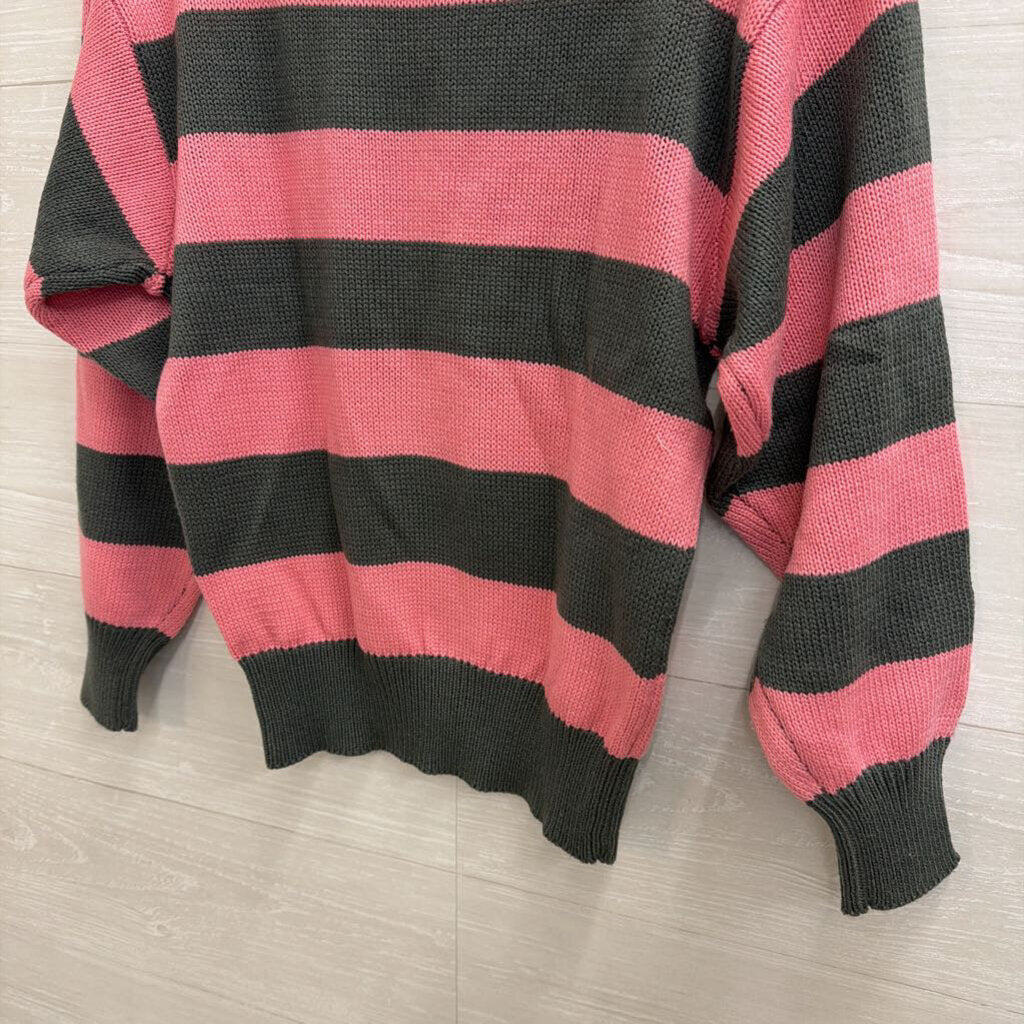 Vintage Grey/Pink Striped Sweater Small