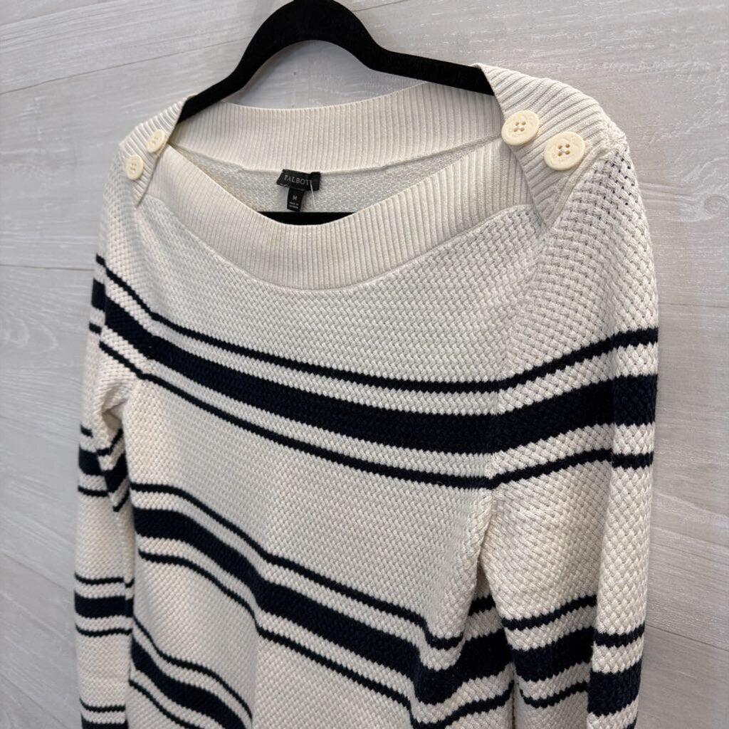 Black/White Striped Sweater Medium