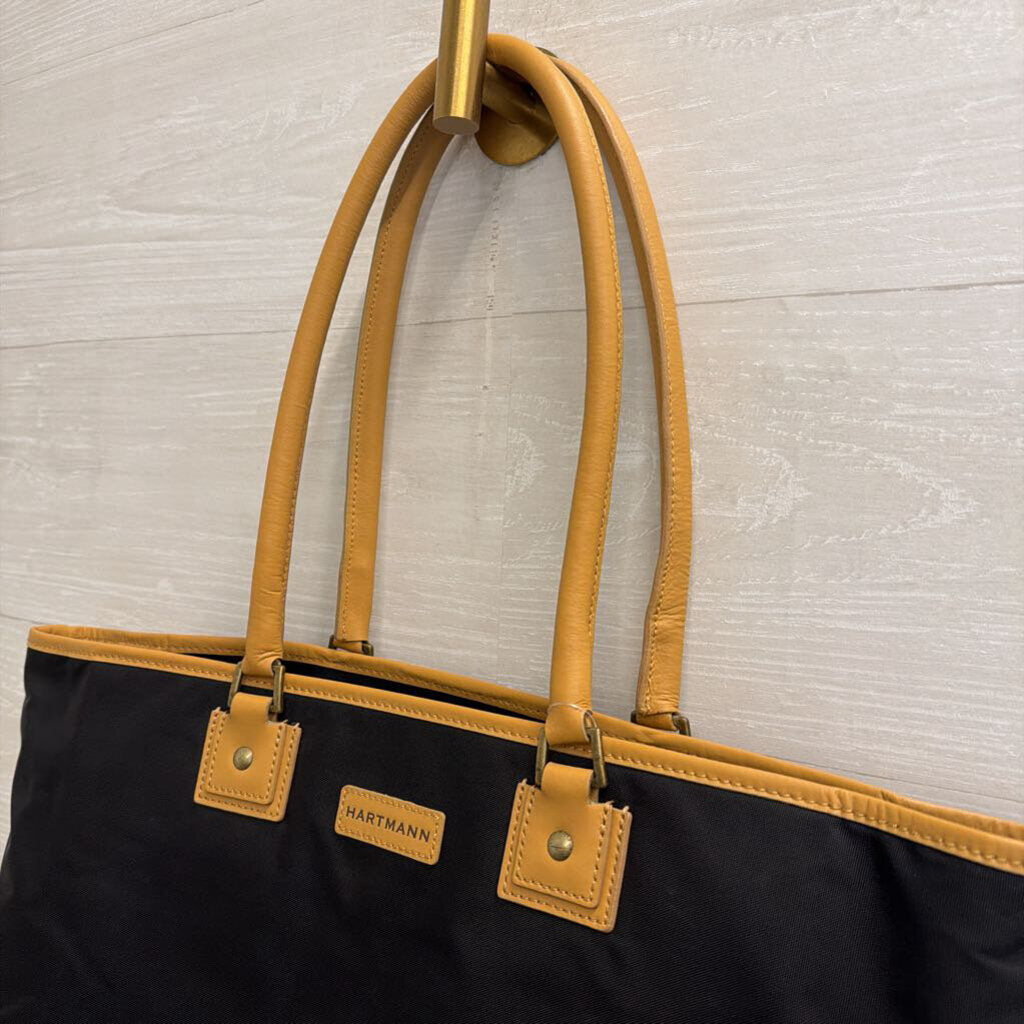 Hartmann Black Canvas Bag with Brown