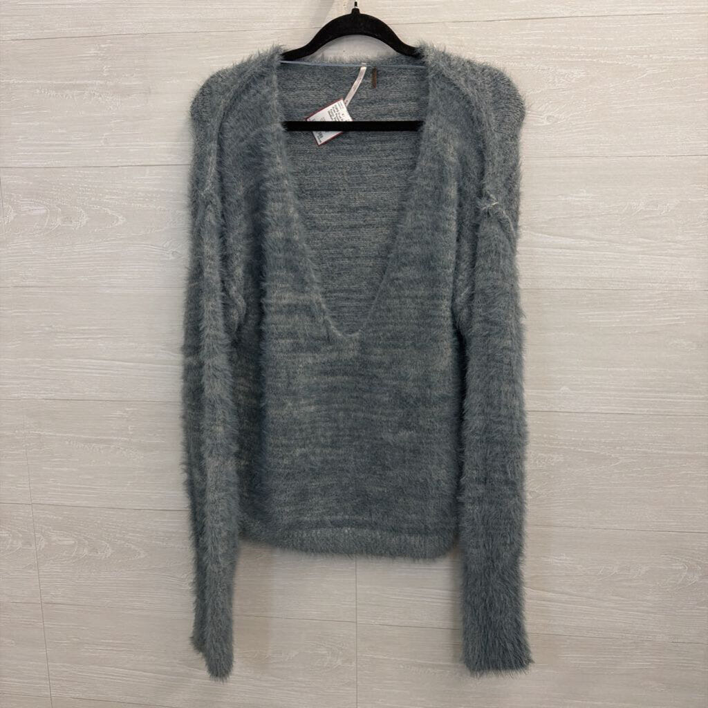 Free People Blue Fuzzy Sweater Medium