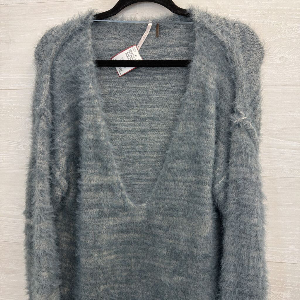 Free People Blue Fuzzy Sweater Medium