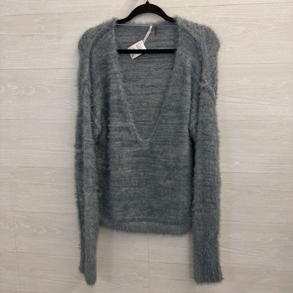 Free People Blue Fuzzy Sweater Medium