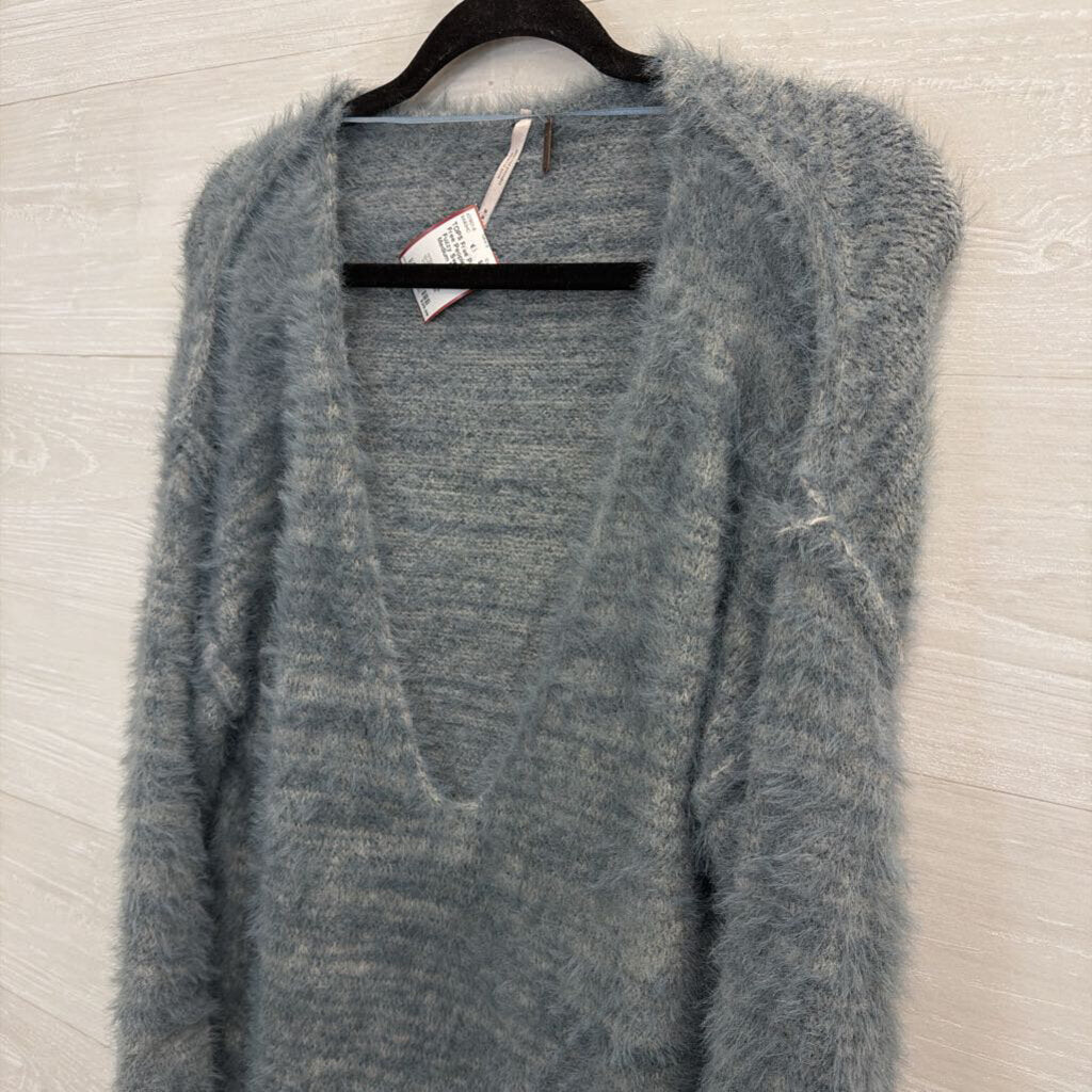 Free People Blue Fuzzy Sweater Medium
