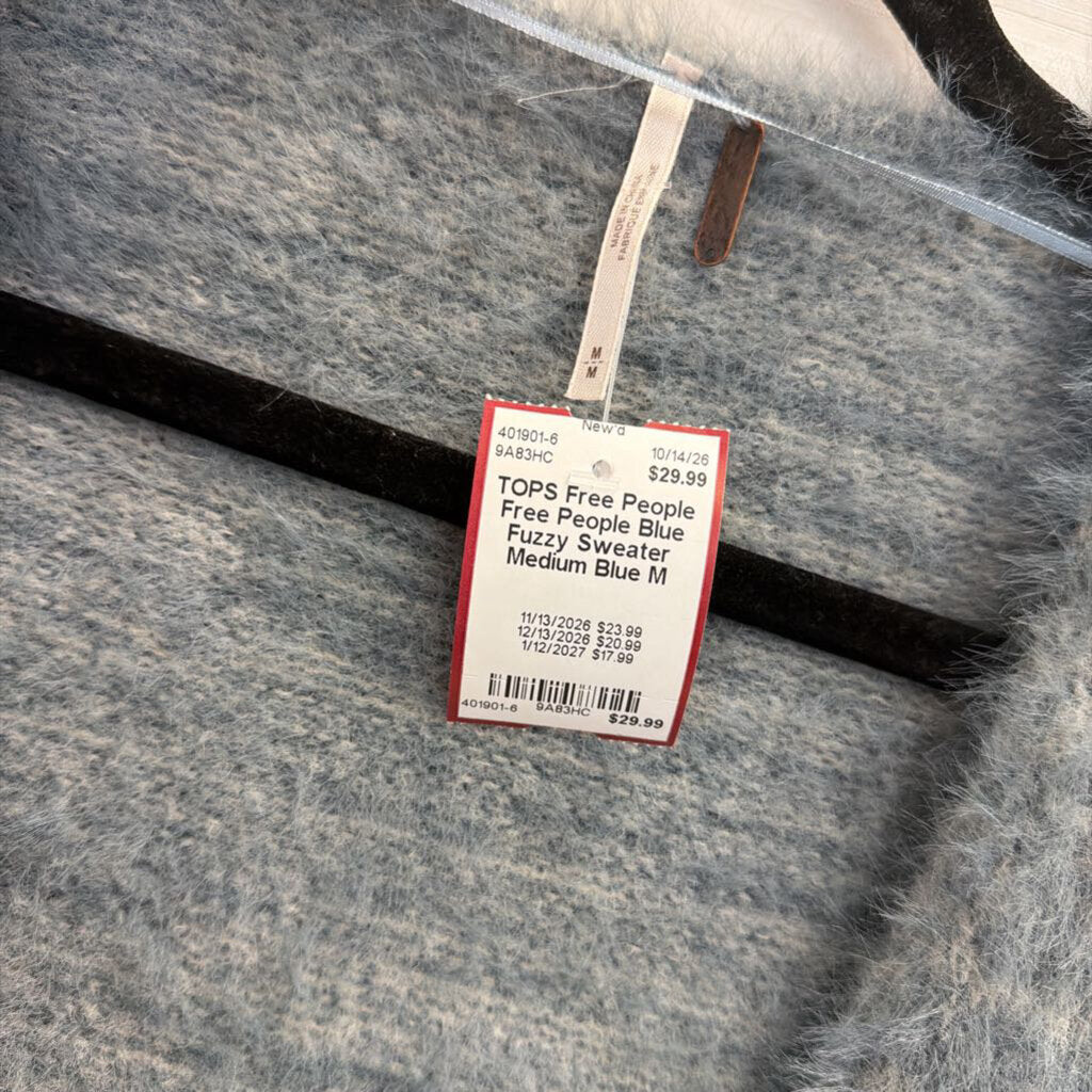 Free People Blue Fuzzy Sweater Medium