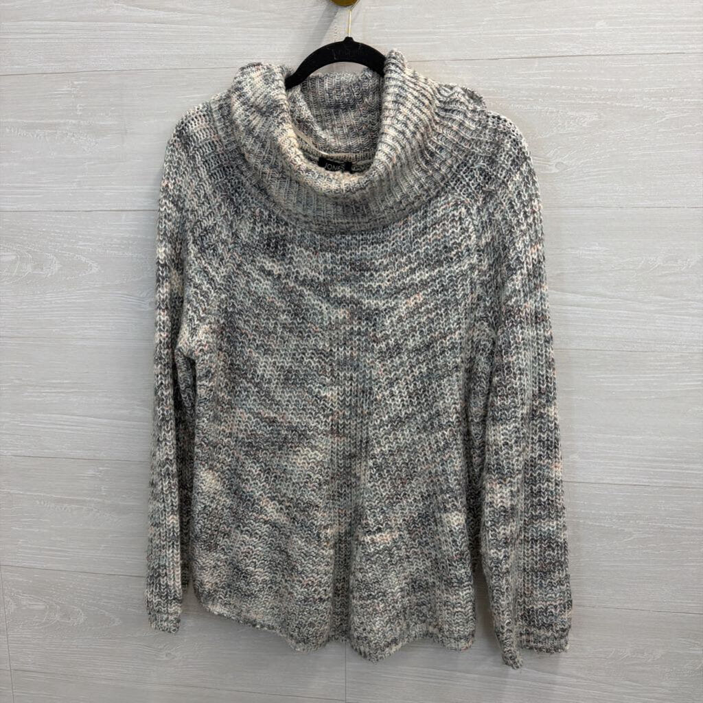 Blue/Grey Cowl Neck Sweater Large