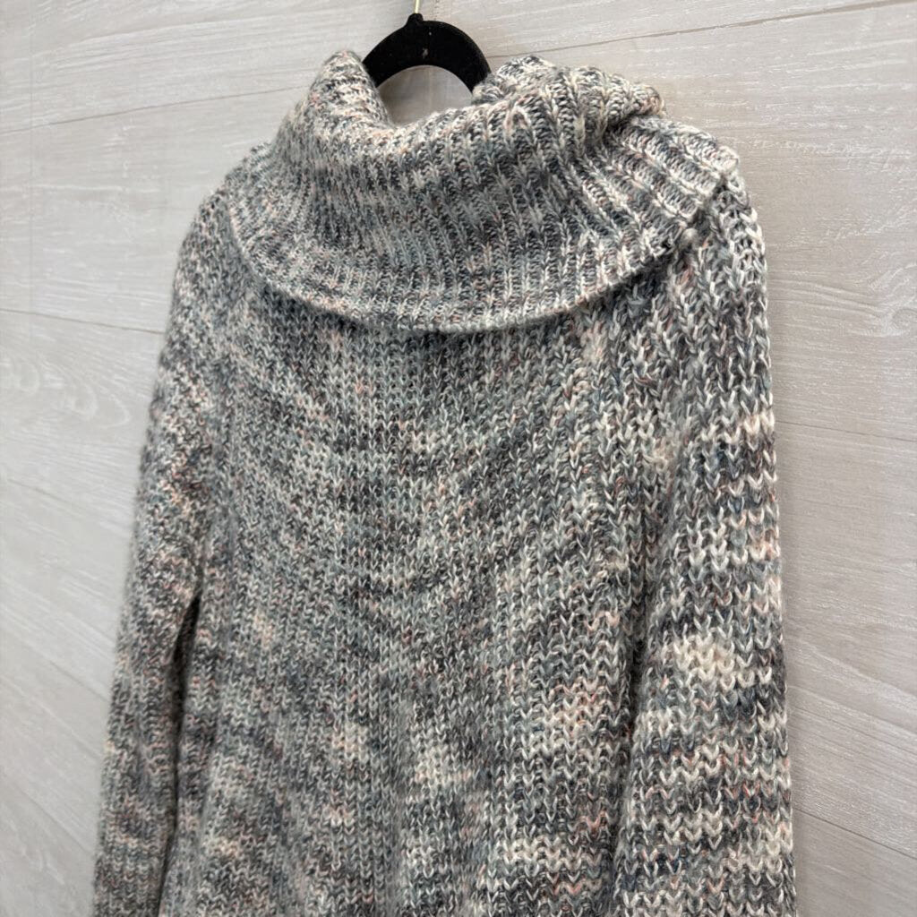 Blue/Grey Cowl Neck Sweater Large