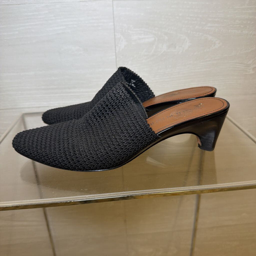 Vintage Black Woven Mules 7.5