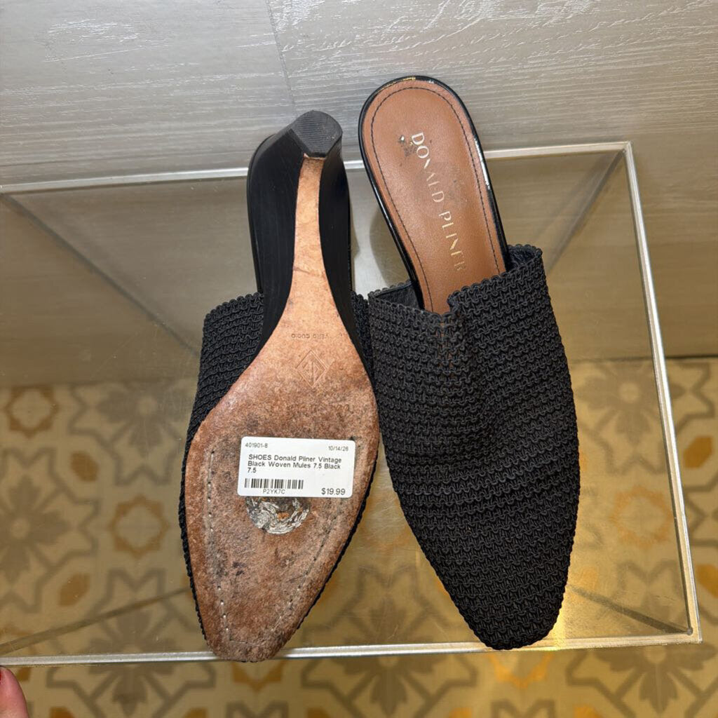 Vintage Black Woven Mules 7.5