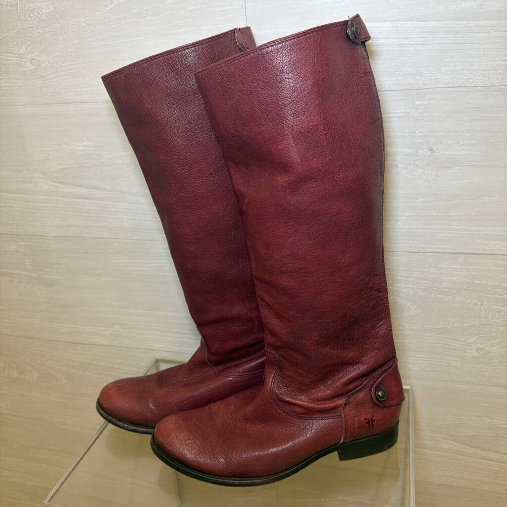 Frye Burgundy Leather Knee-High Riding Boots 8.0