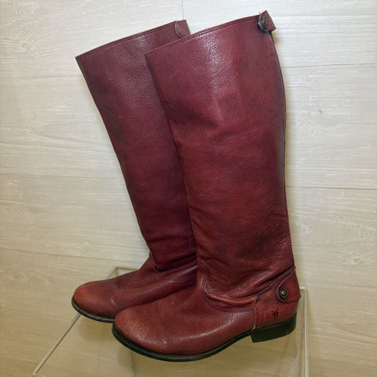Frye Burgundy Leather Knee-High Riding Boots 8.0